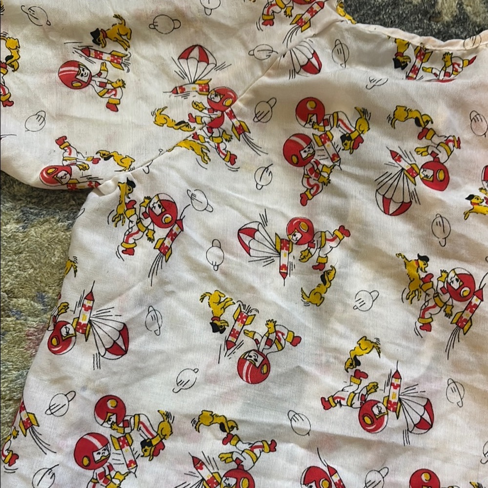 Vintage Rocket Astronaut Print Kids Tie Back Shirt